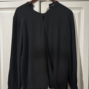 Eileen Fisher Black Long Sleeve Wrap Blouse